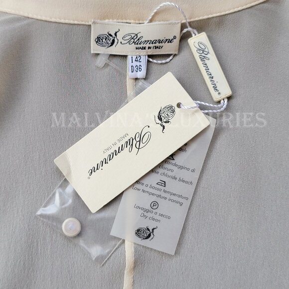 BLUMARINE TOP RUFFLE LONG SLEEVE SILK BLOUSE sz IT 42 US 6 - Picture 9 of 12